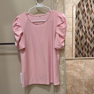 Pink Puff Sleeve Women's Top